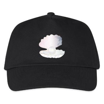 coquille ouverte irisée avec grosse perle - Casquette de baseball Enfant - noir - Devant