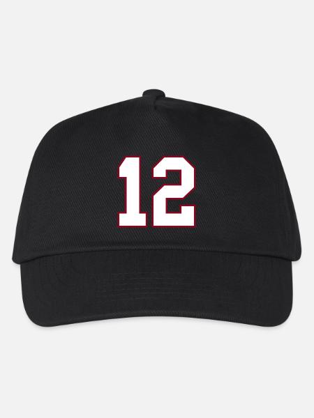 12 College-Jersey Nummern-Print - Kinder Basecap - Schwarz