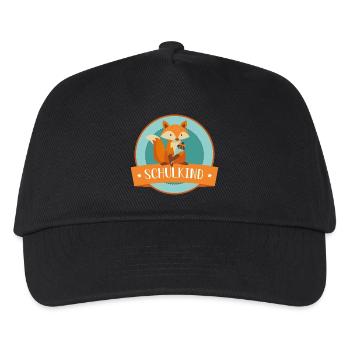 Schulkind - schlauer Fuchs - Schulbeginn - Kinder Basecap - Schwarz - Vorne