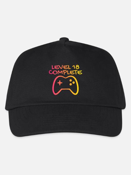 18 Geburtstag - Level 18 Complete - Gamer 18 Jahre - Kinder Basecap - Schwarz