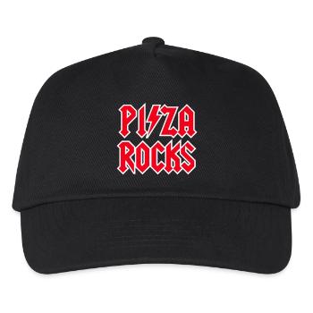 Lustige Pizza Rocks Rock Music Pizzeria Metal Liebhaber - Kinder Basecap - Schwarz - Vorne