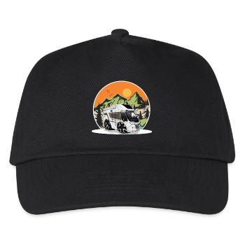 Camping Camper Campen - Kinder Basecap - Schwarz - Vorne
