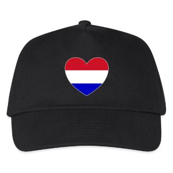 Holland Flagge Herz - Kinder Basecap - Schwarz - Vorne