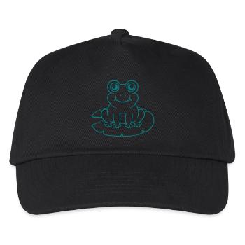 Seerose Seeblatt Frosch sitzt - Kinder Basecap - Schwarz - Vorne