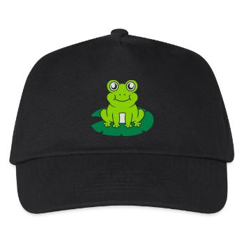 Niedlicher Frosch sitzt Seerose - Kinder Basecap - Schwarz - Vorne