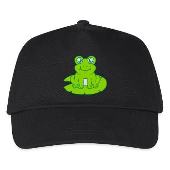 Frosch sitzt Seerose Seeblatt - Kinder Basecap - Schwarz - Vorne