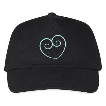 HERZ. HERZ. HEILIGER VALENTIN. LIEBE. LIEBE. HERZ - Kinder Basecap - Schwarz - Vorne