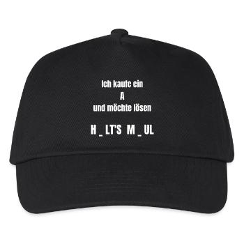 Ich kaufe ein A – Rätsel Typo - Kinder Basecap - Schwarz - Vorne