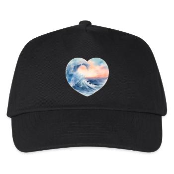Welle Herz - Kinder Basecap - Schwarz - Vorne