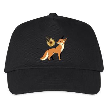 Fuchs Wildtier Wildnis Natur Blume Schmetterlinge - Kinder Basecap - Schwarz - Vorne