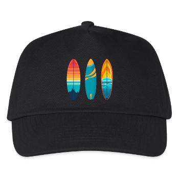 Surfbrett - Kinder Basecap - Schwarz - Vorne