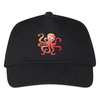 Oktopus Dots Punkte Tintenfisch Tentakel Comic - Kinder Basecap - Schwarz - Vorne