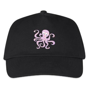 Oktopus Dots rosa Punkte Kinderzimmer Tintenfisch - Kinder Basecap - Schwarz - Vorne
