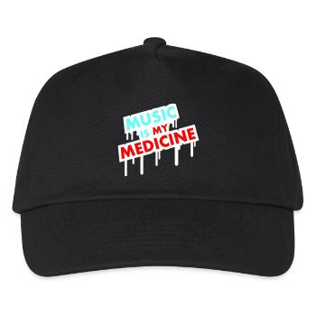Music is my Medicine Graffiti Spruch Musik Party - Kinder Basecap - Schwarz - Vorne