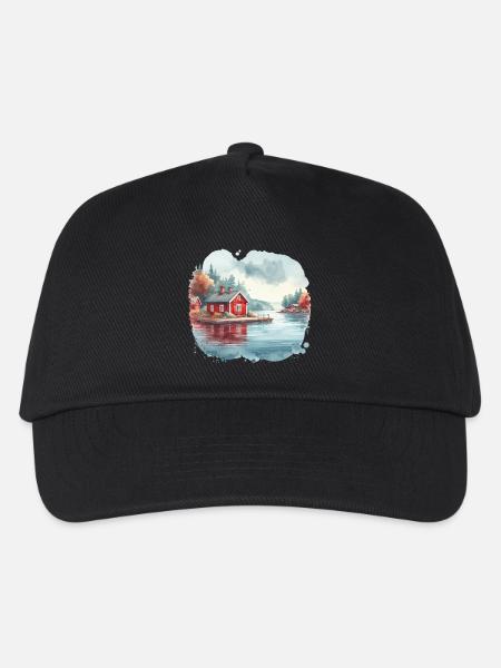 Schwedenhaus Schweden See Urlaub Geschenk - Kinder Basecap - Schwarz