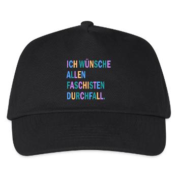 Ich wünsche allen Faschisten Durchfall Motiv - Kinder Basecap - Schwarz - Vorne
