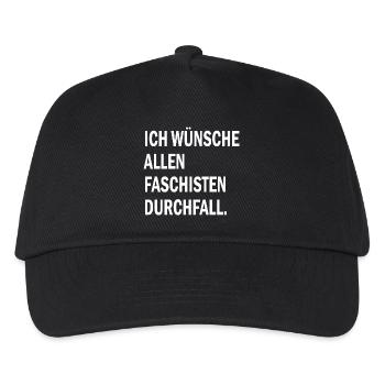 Ich wünsche allen Faschisten Durchfall Motiv weiß - Kinder Basecap - Schwarz - Vorne