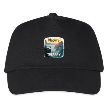 Nature is my Therapy - Hiking in the mountains - Kids’ Baseball Cap - black - Front