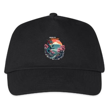 Japanischer Drache am Mount Fuji mit Kirschblüten - Kinder Basecap - Schwarz - Vorne