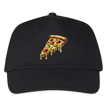 Pizza Cartoon Schmelzender Käse Lustiges Design - Kinder Basecap - Schwarz - Vorne