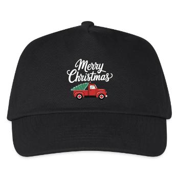 Merry Christmas - Auto mit Weihnachtsbaum - Kinder Basecap - Schwarz - Vorne