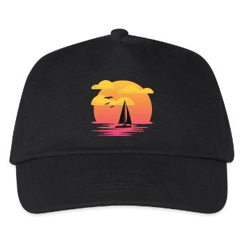 Schiff im Sonnenuntergang. - Kinder Basecap - Schwarz - Vorne