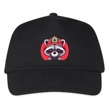 Courageous Raccoon Firefighter Ready for Action - Kids’ Baseball Cap - black - Front