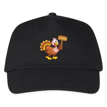 Funny turkey with wooden pointer - Kids’ Baseball Cap - black - Front