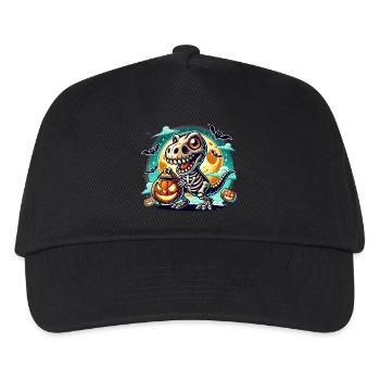 Süßer Dino Skelett Halloween Kürbislaterne - Kinder Basecap - Schwarz - Vorne