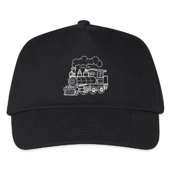 Dampflokomotive Skizze - Kinder Basecap - Schwarz - Vorne