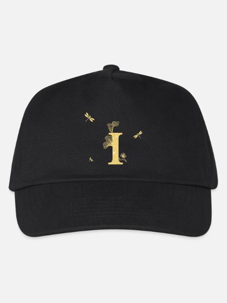 Buchstabe i Goldene Glitzerlibelle - Geschenkidee - Kinder Basecap - Schwarz