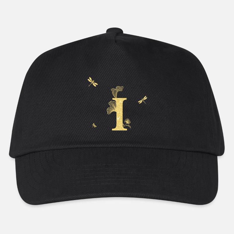 Buchstabe i Goldene Glitzerlibelle - Geschenkidee - Kinder Basecap - Schwarz