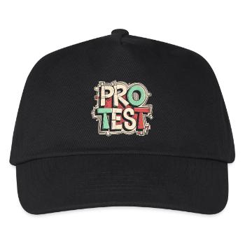 Protest aber bunt | Cooles Streetwear-Typo-Shirt - Kinder Basecap - Schwarz - Vorne