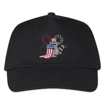 Patriotisches Waschbär-Feuerwerk - Kinder Basecap - Schwarz - Vorne