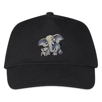 African elephant mother and child - Kids’ Baseball Cap - black - Front