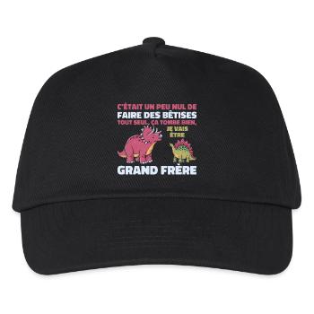 Future Big Brother Dinosaur Big Brother Gift - Kids’ Baseball Cap - black - Front