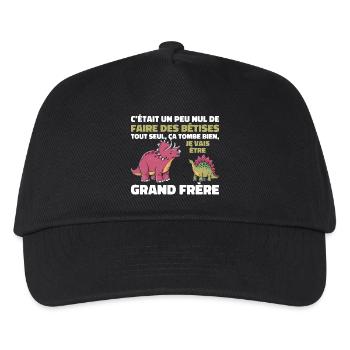 Future Big Brother Dinosaur Big Brother Gift - Kids’ Baseball Cap - black - Front