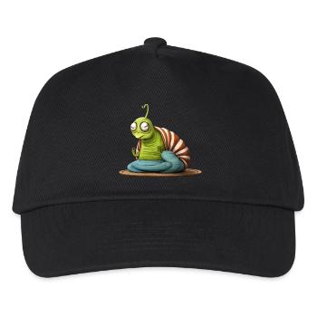 Schnecken Yoga / Yogi Schnecke - Kinder Basecap - Schwarz - Vorne