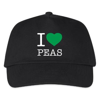 I LOVE PEAS Erbsen - Kinder Basecap - Schwarz - Vorne