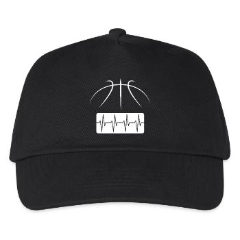 Basketball Linien als Herzschlag - Streetball Logo - Kinder Basecap - Schwarz - Vorne