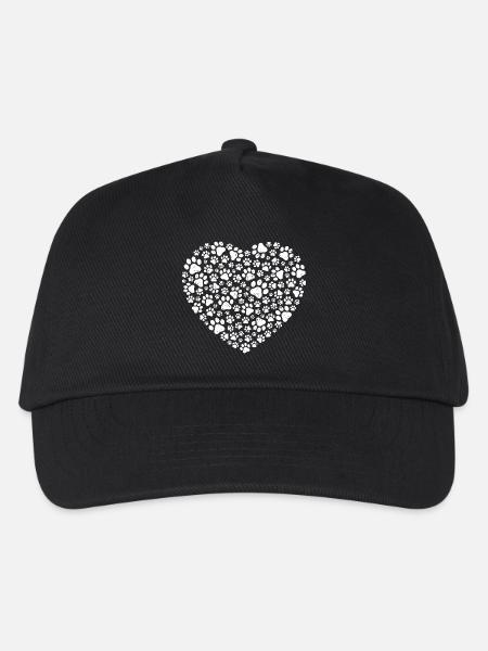 Dog Paw Heart – Liebe zum Hund - Kinder Basecap - Schwarz