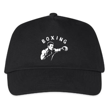 Boxsport Punch Illustration mit Boxer Verein Logo - Kinder Basecap - Schwarz - Vorne