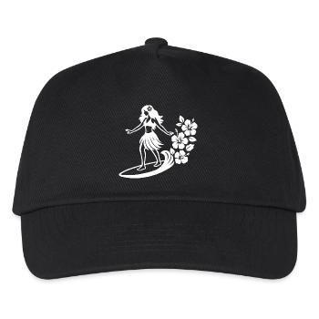 Hawaiianisches Mädchen mit Hibiskus-Design - Kinder Basecap - Schwarz - Vorne
