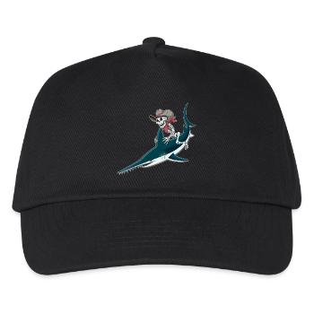 Knochencowboy auf Sägefisch-Abenteuer Sägerochen  - Kinder Basecap - Schwarz - Vorne