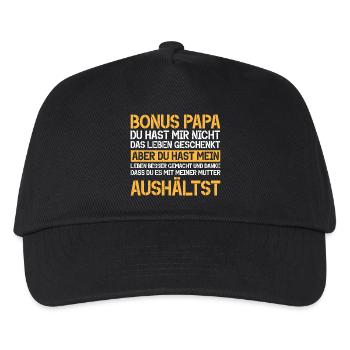 Bonus Papa Stiefvater Vatertag Papa Vaterschaft - Kinder Basecap - Schwarz - Vorne