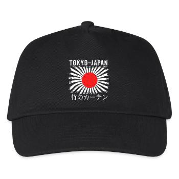 Aufgehende Sonne Tokio Bambus Vorhang - Kinder Basecap - Schwarz - Vorne