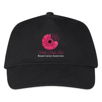 Faith Hope Love Breast Cancer Awareness Flower Tee - Kids’ Baseball Cap - black - Front