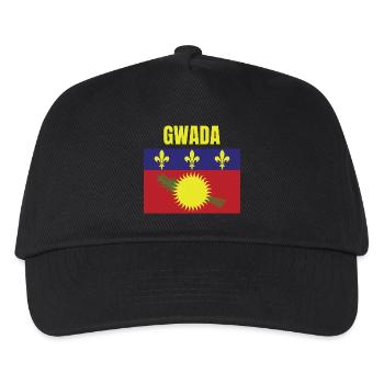 GWADA T-Shirt mit Flagge aus Guadeloupe - Kinder Basecap - Schwarz - Vorne