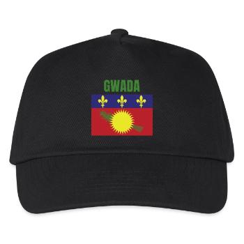 GWADA T-Shirt mit Flagge aus Guadeloupe - Kinder Basecap - Schwarz - Vorne