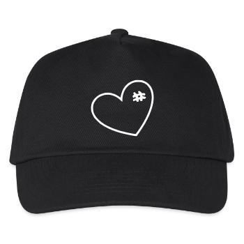 White heart with stitches - Kids’ Baseball Cap - black - Front